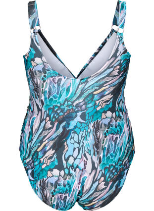 Zizzifashion Swimsuit with print and wrap effect, Blue Shell AOP, Packshot image number 1