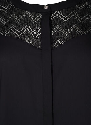 Zizzifashion Shirt blouse with short lace sleeves, Black, Packshot image number 2