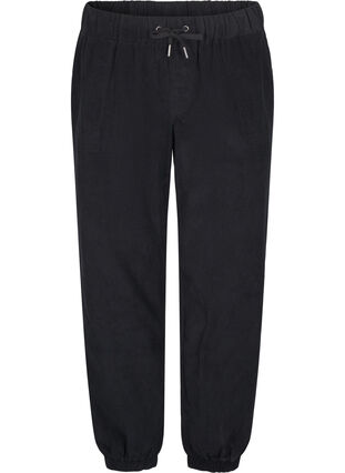 Zizzifashion Corduroy trousers with an elastic waistband, Black, Packshot image number 0