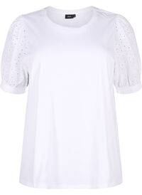Organic cotton blouse with broderie anglaise sleeves