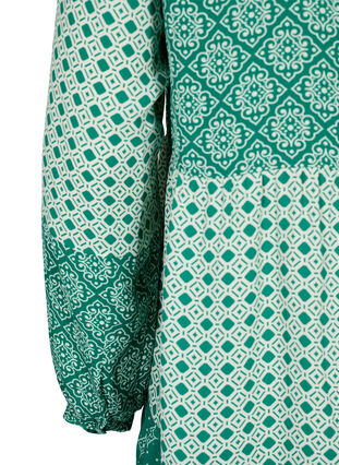 Zizzifashion A-shape dress with patterns and cutlines, Green AOP, Packshot image number 3