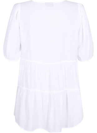 Zizzifashion A-line viscose tunic with lace-up detail, Bright White, Packshot image number 1