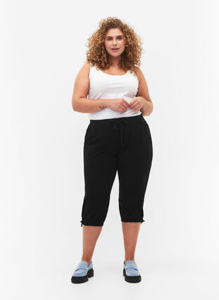 Zizzifashion Cotton Capri trousers , Black, Model image number 0