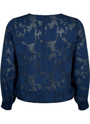 Zizzifashion Jacquard blouse with smocking, Navy Blazer, Packshot image number 1