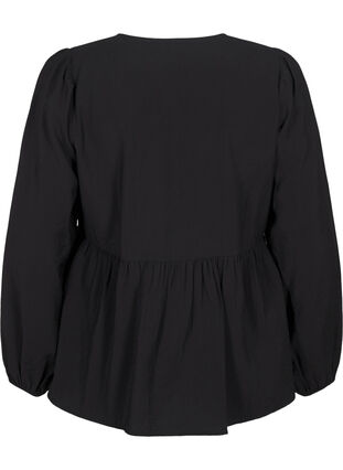 Zizzifashion Viscose blouse with bows and long sleeves, Black White Bow, Packshot image number 1