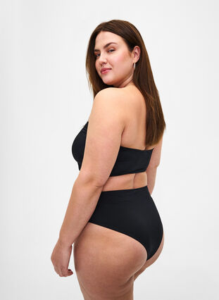 Zizzifashion Solid color bikini bottom with regular waist, Black, Model image number 1