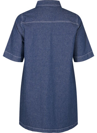 Zizzifashion Pinstripe denim dress with chest pockets, Blue Denim Stripe, Packshot image number 1