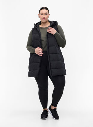 Zizzifashion Hooded waistcoat with pockets, Black, Model image number 2