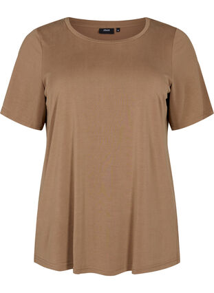 Zizzifashion T-shirt in TENCEL™ Modal with round neck, Coca Mocha, Packshot image number 0