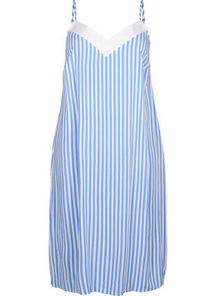 Zizzifashion FLASH - Striped strap dress in viscose, L. Blue White Stripe, Packshot image number 0