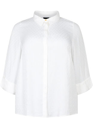 Zizzifashion Shirt in viscose with tone-on-tone pattern, Bright White, Packshot image number 0