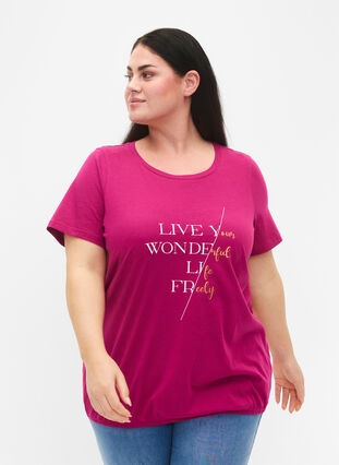 Zizzifashion Short sleeve cotton t-shirt with elasticated edge, Festival F W. Live, Model image number 0