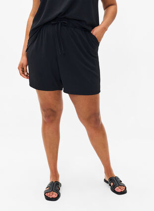 Zizzifashion Shorts with pockets and elastic waistband, Black, Model image number 2