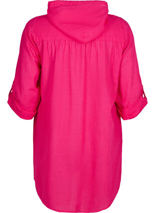 Zizzifashion Hooded tunic in cotton and linen, Bright Rose, Packshot image number 1