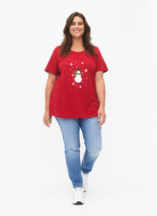 Zizzifashion Christmas T-shirt with sequins, Tango R. W. Snowman, Model image number 2