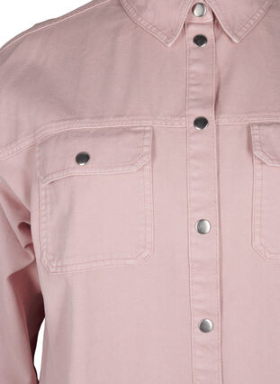 Zizzifashion Solid-colored denim shirt with chest pockets, Pale Mauve, Packshot image number 2