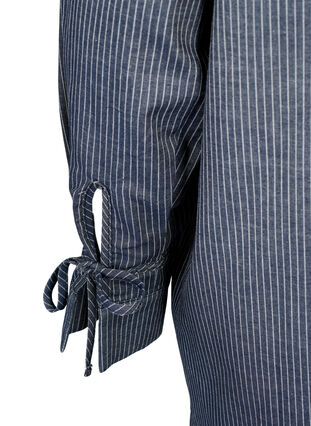 Zizzifashion Shirt with tie detail on the sleeve, Navy Stripe, Packshot image number 3