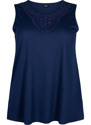 Zizzifashion Sleeveless top with lace, Navy Blazer, Packshot image number 0