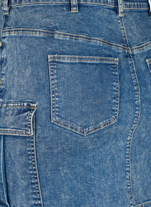 Zizzifashion Close-fitting denim skirt with cargo pocket, Blue Denim, Packshot image number 3