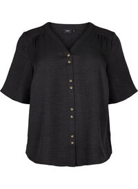 V-neck shirt blouse with short sleeves