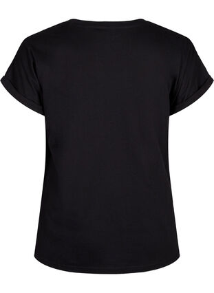 Zizzifashion Organic cotton T-shirt with gold print, Black W. Free, Packshot image number 1