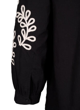 Zizzifashion Loose cotton shirt with embroidery, Black, Packshot image number 4