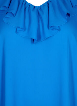 Zizzifashion Long sleeve ruffle blouse, Strong Blue, Packshot image number 2