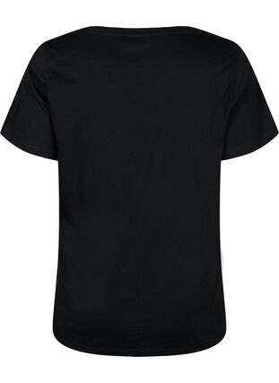 Zizzifashion T-shirt in organic cotton with print , Black W. Silver LA, Packshot image number 1