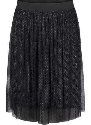 Zizzifashion Mesh skirt with glitter, Black, Packshot image number 0