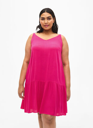 Zizzifashion Viscose summer dress with straps, Raspberry Sorbet, Model image number 0