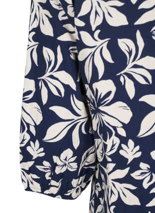 Zizzifashion 3/4 sleeve cotton blouse with print, Naval Academy Flower, Packshot image number 3