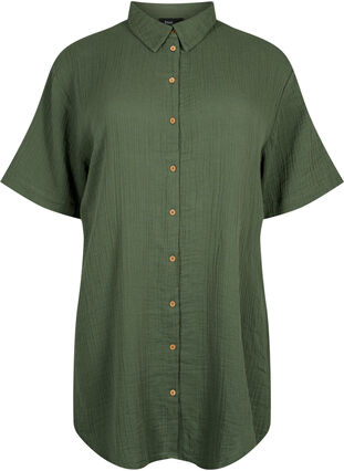 Zizzifashion Short sleeve shirt with buttons, Thyme, Packshot image number 0