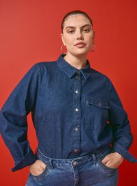 Denim jacket with chest pocket, , Model