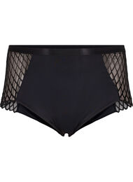 Panties with mesh detail and regular waist, Black, Packshot