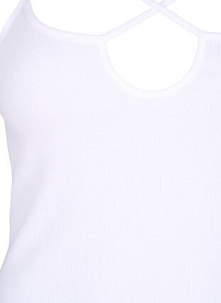 Zizzifashion Organic cotton rib top with cross detail, Bright White, Packshot image number 2
