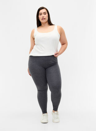 Zizzifashion Gray melange leggings, Dark Grey Melange, Model image number 2