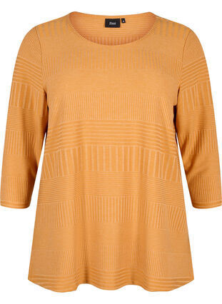 Zizzifashion Blouse with 3/4 sleeves and striped pattern, Sudan Brown Mel., Packshot image number 0