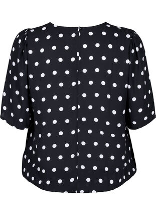 Zizzifashion Dotted blouse with short sleeves, Black W. White Dot, Packshot image number 1