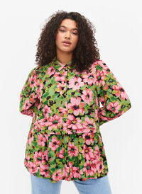 Floral shirt in viscose, Pink G. Flower AOP, Model