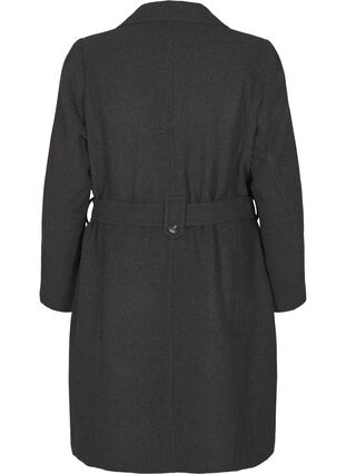 Zizzifashion Long wool coat with belt, Dark Grey Melange, Packshot image number 1