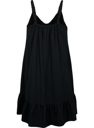 Zizzifashion Viscose beach dress with braided straps, Black, Packshot image number 1