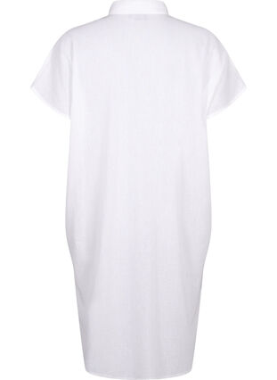 Zizzifashion Long shirt in cotton blend with linen, Bright White, Packshot image number 1