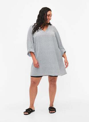 Zizzifashion A-shape tunic with print, Off White AOP, Model image number 2