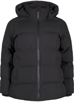 Zizzifashion Short puffer jacket with hood, Black, Packshot image number 0