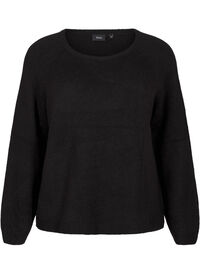 Loose-fitting knitted blouse with round neck