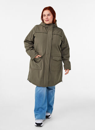 Zizzifashion Water-repellent softshell jacket with quilted lining, Tarmac, Model image number 4