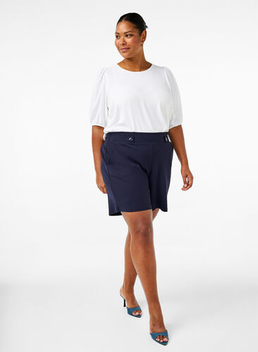 Zizzifashion Short-sleeved blouse with a bow at the back, Bright White, Image image number 0