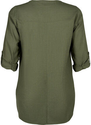 Zizzifashion Cotton tunic with 3/4 sleeves, Thyme, Packshot image number 1