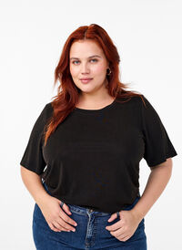 T-shirt in TENCEL™ Modal with round neck, Black, Model