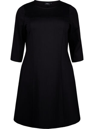 Zizzifashion A-shaped dress with 3/4 sleeves, Black, Packshot image number 0